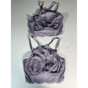 Lot Of 2‎ Victoria's Secret Very Sexy Plunge Lilac Halter Top Bras Sz 34D